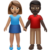 Apple design of the woman and man holding hands: medium skin tone dark skin tone emoji verson:ios 16.4