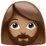 Apple design of the woman: medium skin tone beard emoji verson:ios 16.4