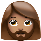 Apple design of the woman: medium skin tone beard emoji verson:ios 16.4