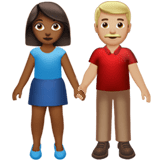 Apple design of the woman and man holding hands: medium-dark skin tone medium-light skin tone emoji verson:ios 16.4