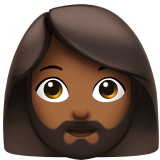 Apple design of the woman: medium-dark skin tone beard emoji verson:ios 16.4
