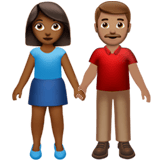 Apple design of the woman and man holding hands: medium-dark skin tone medium skin tone emoji verson:ios 16.4