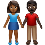 Apple design of the woman and man holding hands: medium-dark skin tone dark skin tone emoji verson:ios 16.4