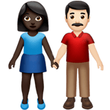 Apple design of the woman and man holding hands: dark skin tone light skin tone emoji verson:ios 16.4