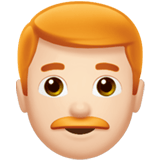 Apple design of the man: light skin tone red hair emoji verson:ios 16.4