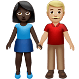 Apple design of the woman and man holding hands: dark skin tone medium-light skin tone emoji verson:ios 16.4