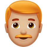 Apple design of the man: medium-light skin tone red hair emoji verson:ios 16.4