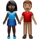 Apple design of the woman and man holding hands: dark skin tone medium skin tone emoji verson:ios 16.4