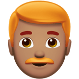 Apple design of the man: medium skin tone red hair emoji verson:ios 16.4