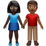 Apple design of the woman and man holding hands: dark skin tone medium-dark skin tone emoji verson:ios 16.4