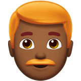 Apple design of the man: medium-dark skin tone red hair emoji verson:ios 16.4