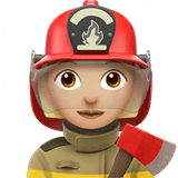 Apple design of the woman firefighter: medium-light skin tone emoji verson:ios 16.4