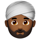 Apple design of the man wearing turban: medium-dark skin tone emoji verson:ios 16.4