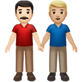 Apple design of the men holding hands: light skin tone medium-light skin tone emoji verson:ios 16.4