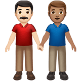 Apple design of the men holding hands: light skin tone medium skin tone emoji verson:ios 16.4