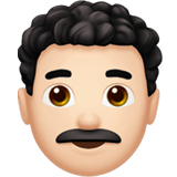 Apple design of the man: light skin tone curly hair emoji verson:ios 16.4