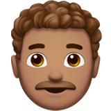 Apple design of the man: medium skin tone curly hair emoji verson:ios 16.4