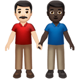 Apple design of the men holding hands: light skin tone dark skin tone emoji verson:ios 16.4