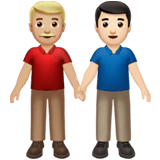 Apple design of the men holding hands: medium-light skin tone light skin tone emoji verson:ios 16.4