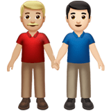 Apple design of the men holding hands: medium-light skin tone light skin tone emoji verson:ios 16.4