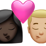 Apple design of the kiss: woman man dark skin tone medium-light skin tone emoji verson:ios 16.4