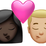 Apple design of the kiss: woman man dark skin tone medium-light skin tone emoji verson:ios 16.4