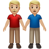 Apple design of the men holding hands: medium-light skin tone emoji verson:ios 16.4