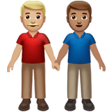 Apple design of the men holding hands: medium-light skin tone medium skin tone emoji verson:ios 16.4