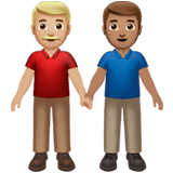 Apple design of the men holding hands: medium-light skin tone medium skin tone emoji verson:ios 16.4