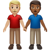 Apple design of the men holding hands: medium-light skin tone medium-dark skin tone emoji verson:ios 16.4