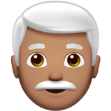 Apple design of the man: medium skin tone white hair emoji verson:ios 16.4