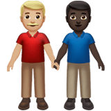 Apple design of the men holding hands: medium-light skin tone dark skin tone emoji verson:ios 16.4