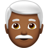 Apple design of the man: medium-dark skin tone white hair emoji verson:ios 16.4