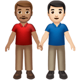 Apple design of the men holding hands: medium skin tone light skin tone emoji verson:ios 16.4
