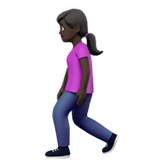 Apple design of the woman walking: dark skin tone emoji verson:ios 16.4