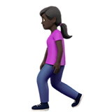 Apple design of the woman walking: dark skin tone emoji verson:ios 16.4
