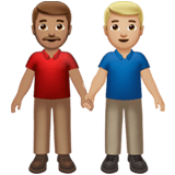 Apple design of the men holding hands: medium skin tone medium-light skin tone emoji verson:ios 16.4
