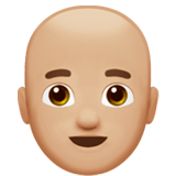 Apple design of the man: medium-light skin tone bald emoji verson:ios 16.4