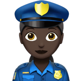 Apple design of the woman police officer: dark skin tone emoji verson:ios 16.4