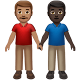 Apple design of the men holding hands: medium skin tone dark skin tone emoji verson:ios 16.4