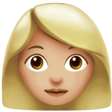 Apple design of the woman: medium-light skin tone emoji verson:ios 16.4