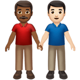 Apple design of the men holding hands: medium-dark skin tone light skin tone emoji verson:ios 16.4