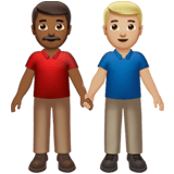 Apple design of the men holding hands: medium-dark skin tone medium-light skin tone emoji verson:ios 16.4