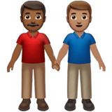 Apple design of the men holding hands: medium-dark skin tone medium skin tone emoji verson:ios 16.4