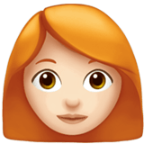 Apple design of the woman: light skin tone red hair emoji verson:ios 16.4