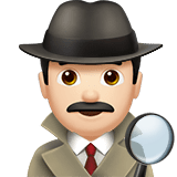 Apple design of the man detective: light skin tone emoji verson:ios 16.4