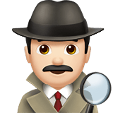 Apple design of the man detective: light skin tone emoji verson:ios 16.4