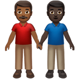 Apple design of the men holding hands: medium-dark skin tone dark skin tone emoji verson:ios 16.4