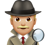 Apple design of the man detective: medium-light skin tone emoji verson:ios 16.4