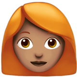 Apple design of the woman: medium skin tone red hair emoji verson:ios 16.4